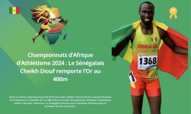 Sport de haut niveau : Cheikh Diouf de l’AS Douanes champion d’Afrique au 400 mètres